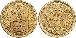 100 Franc Tunisia 金 