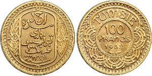 100 Franc Tunisia 金 