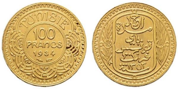 100 Franc Tunisia 金 