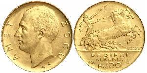 100 Franc 阿尔巴尼亚共和国 (1925－1928) (1925 - 1928) 金 Zog I, Skanderbeg III of Albania