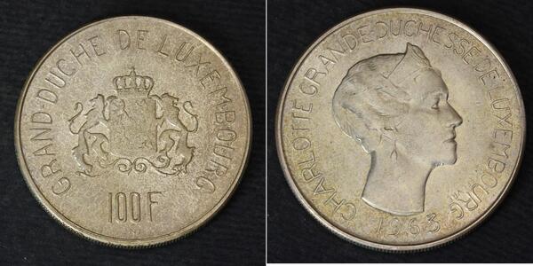 100 Franc 卢森堡 銀 