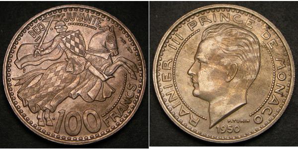 100 Franc Monaco 銅/镍 兰尼埃三世