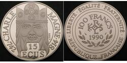 100 Franc / 15 Ecu Francia Argento 