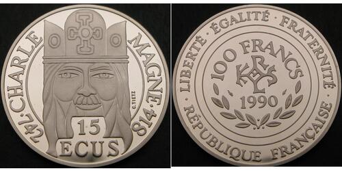 100 Franc / 15 Ecu France Silver 