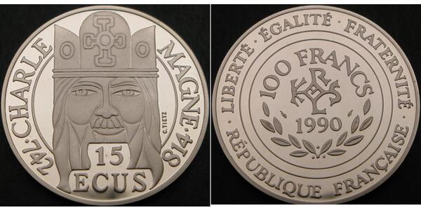 100 Franc / 15 Ecu France Silver 