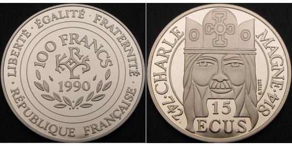100 Franc / 15 Ecu 法国 銀 