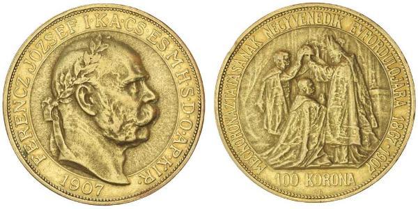 100 Korona Autriche-Hongrie (1867-1918) Or Franz Joseph I (1830 - 1916)