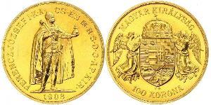 100 Korona Imperio austrohúngaro (1867-1918) Oro Franz Joseph I (1830 - 1916)