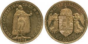 100 Korona Imperio austrohúngaro (1867-1918) Oro Franz Joseph I (1830 - 1916)