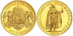 100 Korona Imperio austrohúngaro (1867-1918) Oro Franz Joseph I (1830 - 1916)
