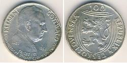 100 Krone Tchécoslovaquie  (1918-1992) Argent 