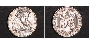 100 Krone Tchécoslovaquie  (1918-1992) Argent 