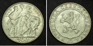 100 Krone Tchécoslovaquie  (1918-1992) Argent 