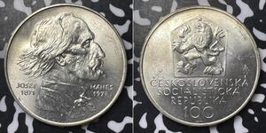 100 Krone Tchécoslovaquie  (1918-1992) Argent 