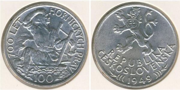 100 Krone Tchécoslovaquie  (1918-1992) Argent 