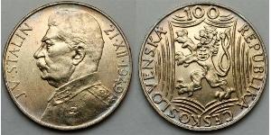 100 Krone Cecoslovacchia  (1918-1992) Argento Joseph Stalin