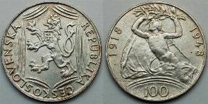 100 Krone Cecoslovacchia  (1918-1992) Argento 