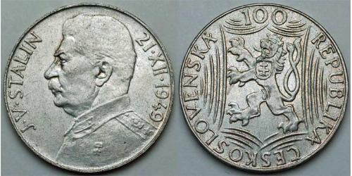 100 Krone Cecoslovacchia  (1918-1992) Argento Joseph Stalin