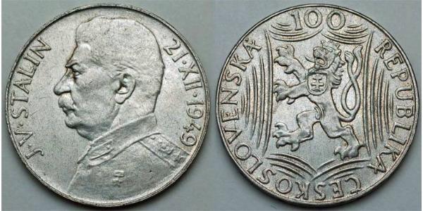 100 Krone Cecoslovacchia  (1918-1992) Argento Joseph Stalin