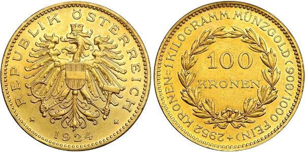 100 Krone First Austrian Republic (1918-1934) Gold 