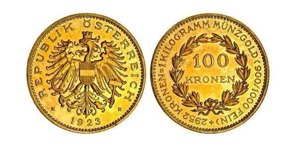 100 Krone First Austrian Republic (1918-1934) Gold 