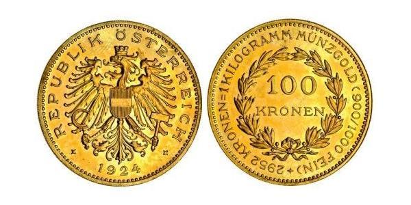 100 Krone Geschichte Österreichs (1918-1934) Gold 