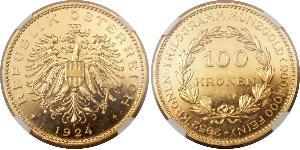 100 Krone Prima repubblica austriaca (1918-1934) Oro 