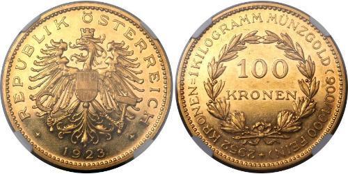 100 Krone Prima repubblica austriaca (1918-1934) Oro 