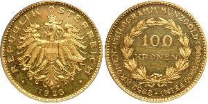 100 Krone Primera República de Austria (1918-1934) Oro 