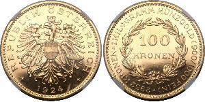 100 Krone Primera República de Austria (1918-1934) Oro 