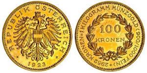 100 Krone Primera República de Austria (1918-1934) Oro 