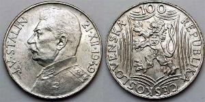 100 Krone Checoslovaquia  (1918-1992) Plata Joseph Stalin