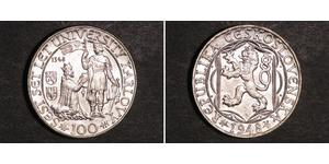 100 Krone Checoslovaquia  (1918-1992) Plata 