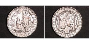 100 Krone Checoslovaquia  (1918-1992) Plata 