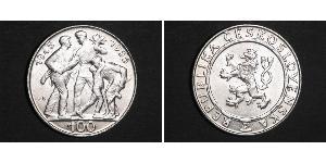 100 Krone Checoslovaquia  (1918-1992) Plata 