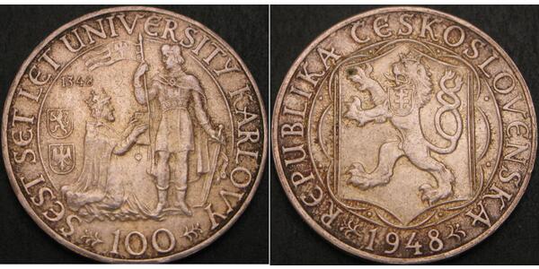 100 Krone Checoslovaquia  (1918-1992) Plata 