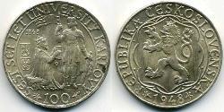 100 Krone Tschechoslowakei  (1918-1992) Silber 
