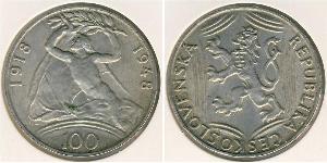 100 Krone Tschechoslowakei  (1918-1992) Silber 