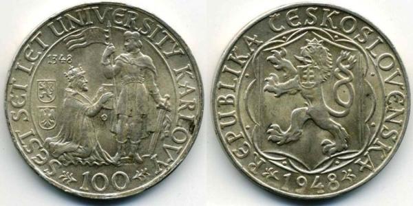100 Krone Tschechoslowakei  (1918-1992) Silber 