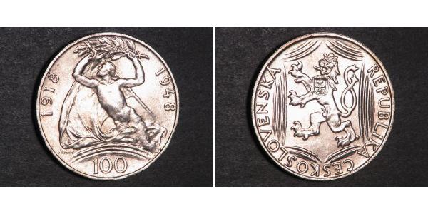 100 Krone Czechoslovakia (1918-1992) Silver 