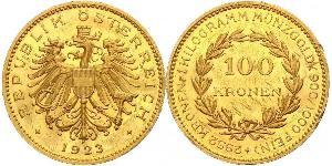 100 Krone 奥地利第一共和国 (1919 - 1934) 金 