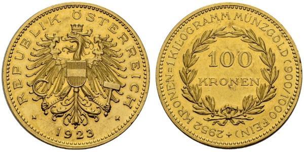 100 Krone 奥地利第一共和国 (1919 - 1934) 金 