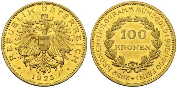 100 Krone 奥地利第一共和国 (1919 - 1934) 金 