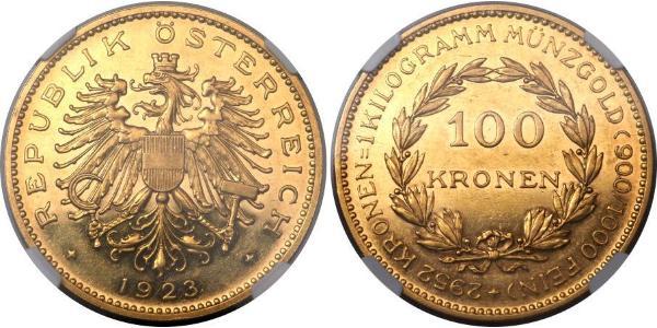 100 Krone 奥地利第一共和国 (1919 - 1934) 金 