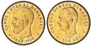 100 Leu Königreich Rumänien (1881-1947) Gold Karl I. (Rumänien) (1839 - 1914)