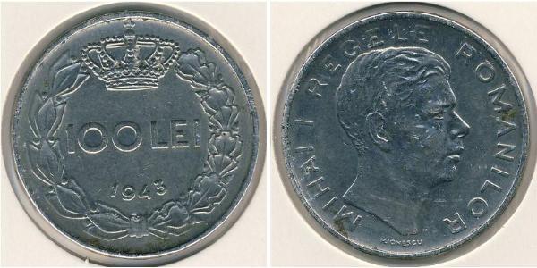 100 Leu Reino de Rumanía (1881-1947) Níquel/Acero Miguel I de Rumania (1927-)