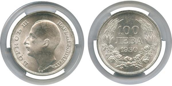 100 Lev Bulgaria Argento Boris III di Bulgaria