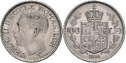 100 Lev Regno di Romania (1881-1947) Nichel Carol II of Romania (1893 - 1953)