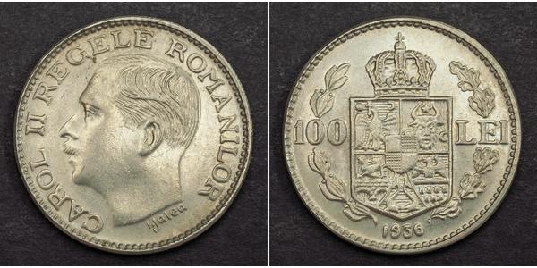 100 Lev Kingdom of Romania (1881-1947) Nickel Carol II of Romania (1893 - 1953)