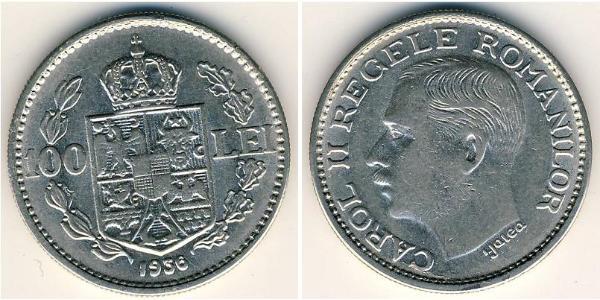 100 Lev Royaume de Roumanie (1881-1947) Nickel Carol II of Romania (1893 - 1953)
